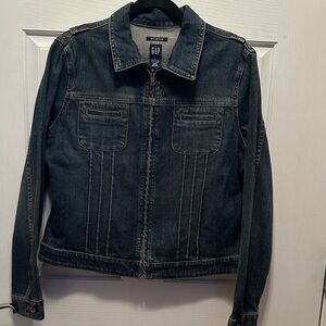 GAP Indigo Zip-Front Denim Jacket Size L